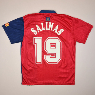 Spain 1996 - 1998 Home Shirt #19 Salinas (Very good) M