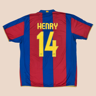 Barcelona 2007 - 2008 Home Shirt #14 Henry  (Very good) XL