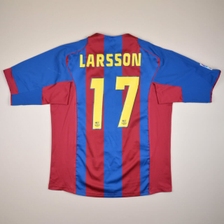 Barcelona 2004 - 2005 Home Shirt #17 Larsson (Very good) XL